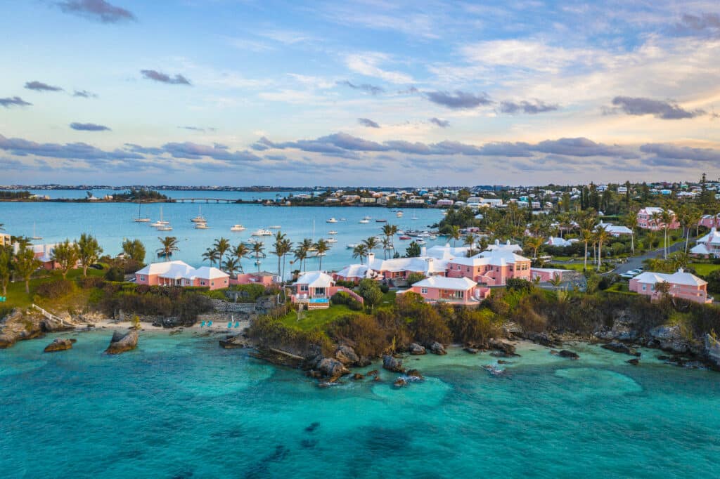 A tropical island with yachts and houses in Bermuda