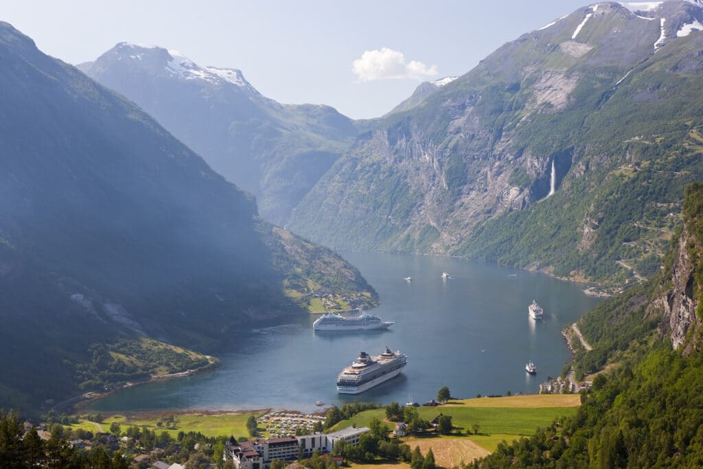 Cruise ships, Geirangerfjord, Western fjords, Norway