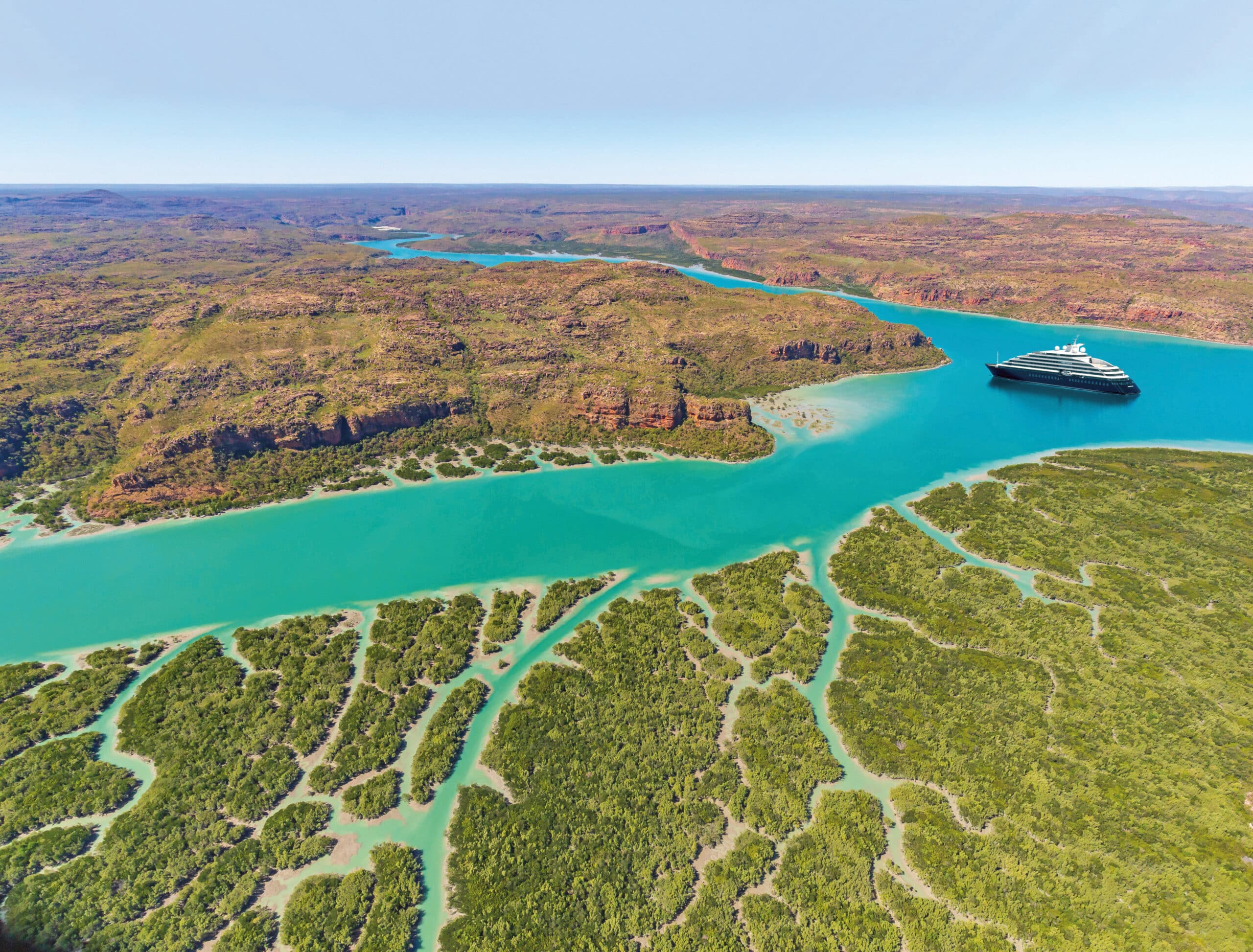 Scenic Eclipse II in Prince Frederick Harbour in the Kimberley Region